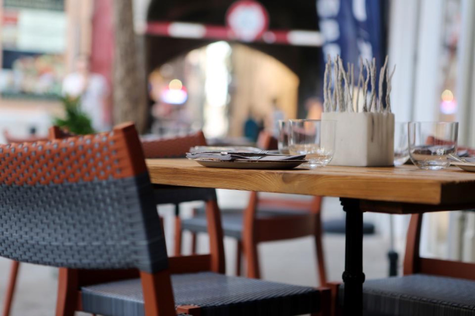 A laid restaurant table